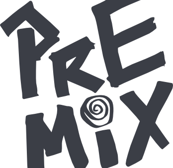 The base PRE-MIX logo. The letters are in a graffiti style, and there is a swirl above the 'I'.