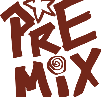 The sidecar PRE-MIX logo. The letters are in a graffiti style, and there is a star above the 'R' and a swirl above the 'I'.